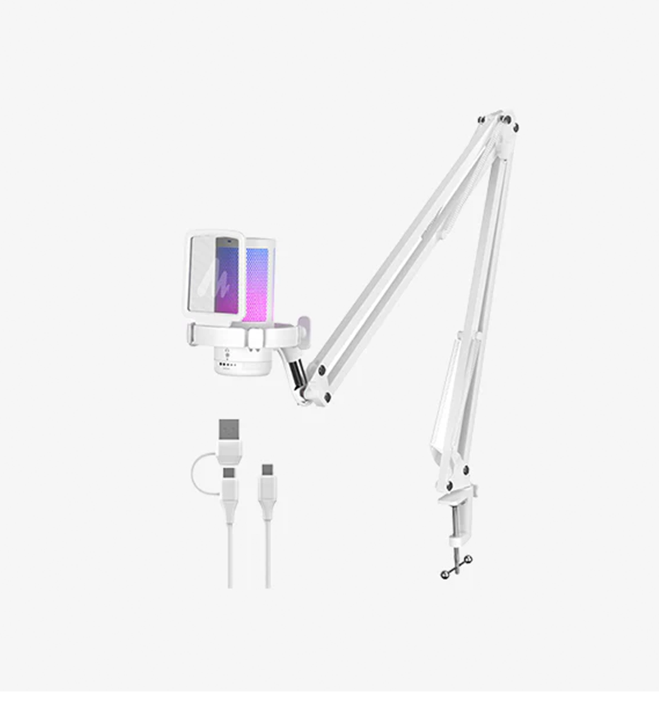 مايك مع ذراع تعليق PS-PS5-WHITE-RGB-USB-Maono Gamerwave-Maono DGM20S