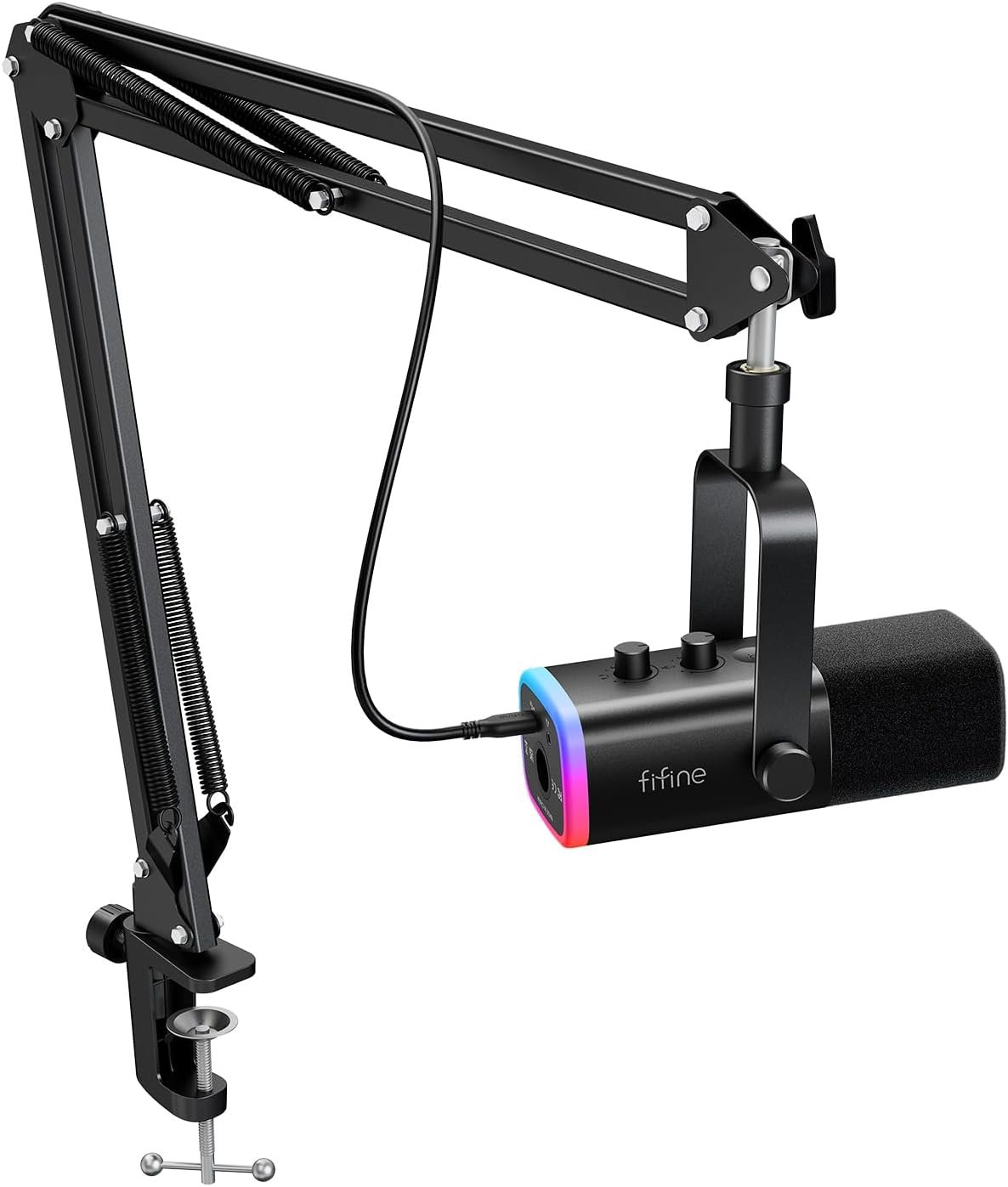 مايك الألعاب FIFINE XLR/USB - BLACK-RGB- Mixer AmpliGame AM8T