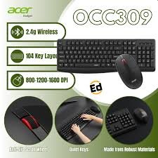 كيبورد +ماوس - ACER-2.4G-WIRELESS-KEYBOARD-AND-MOUSE-OCC-309-BLACK